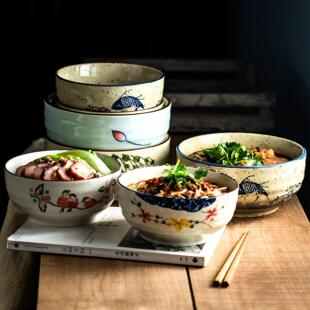 6寸炒菜盘子 碗家用蒸菜碗陶瓷汤碗面碗吃面大碗饭碗大号餐具日式