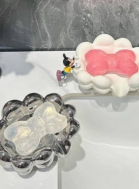 棉花糖轻奢陶瓷肥皂盒卫生间沥水创意家用高档香皂置物架网红可爱
