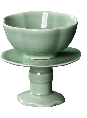 莲花供碗家用高脚斋碗八吉祥陶瓷供奉礼佛供饭碗供水碗供菜碗寺庙