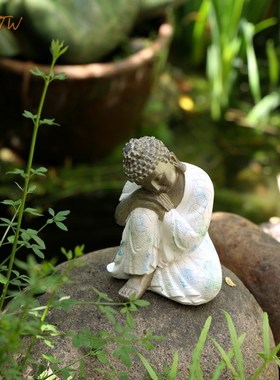 庭院中式复古禅意花园小佛像客厅茶室景观装饰品如来如来佛摆件