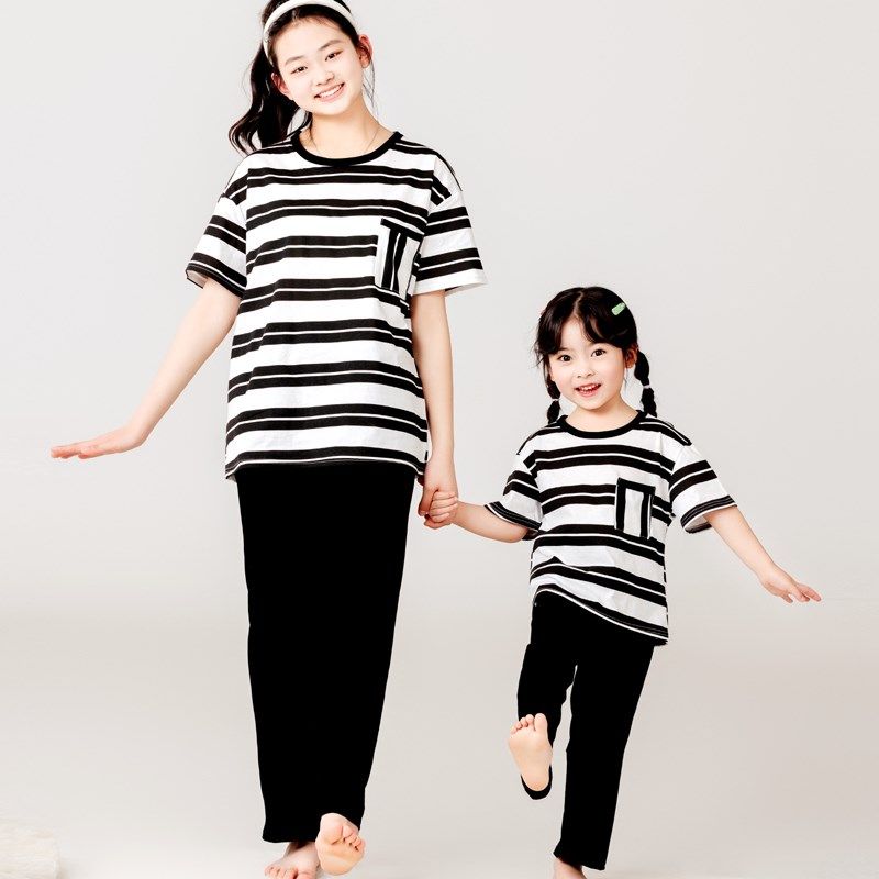 纯棉女童睡衣儿童夏季薄款短袖长裤套装可爱女孩中大童家居服母女,童装/婴儿装/亲子装,家居服套装,淘宝优惠券,粉丝福利购,淘宝优惠卷