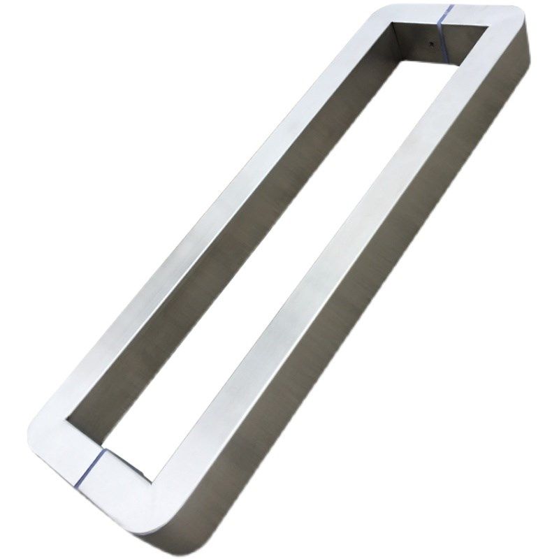 方形圆角新款拉丝不锈钢大门拉手地弹簧钢化玻璃门把手可定制加厚