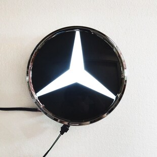 适用于奔驰发光车标C200镜面车标灯E级改装GLC中网标GLA装饰LED标