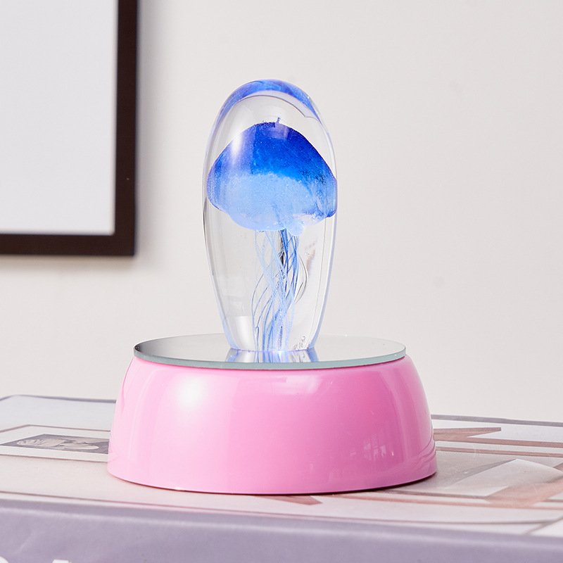 淄博博山琉璃小摆件水母球海洋水晶球小夜灯工艺礼品摆饰玻璃桌面