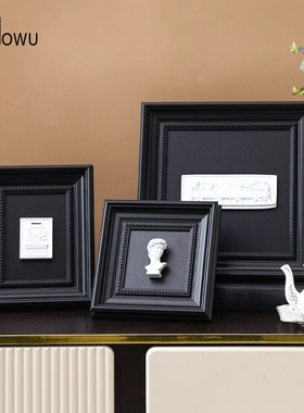 轻奢风玄关客厅摆件黑色法式相框摆台高级感艺术大卫雕塑桌面装饰