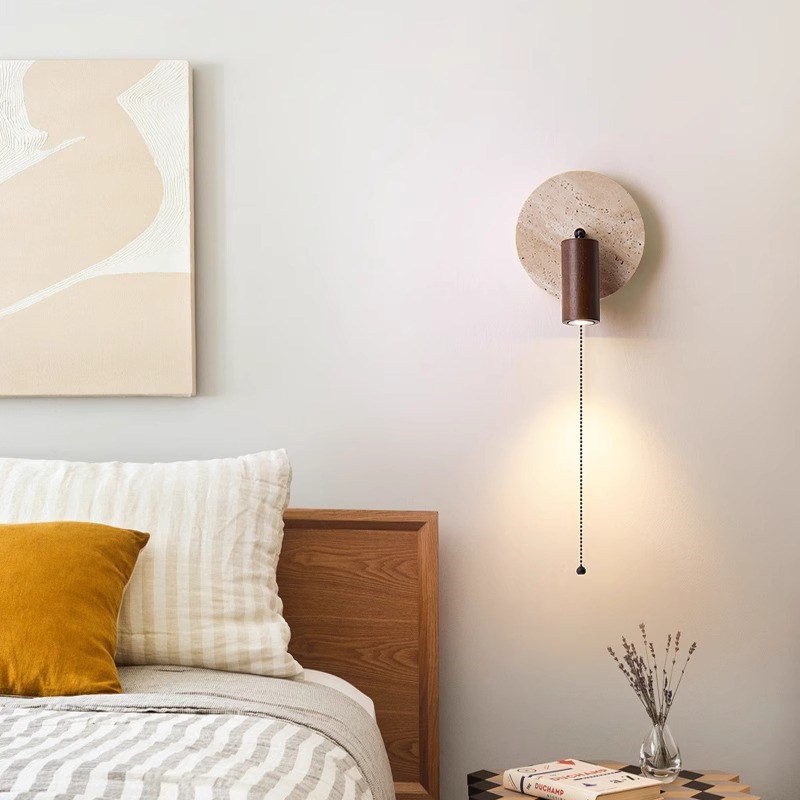 2024新款卧室壁灯中古风书房墙壁带开关可旋转主卧房间床头阅读灯