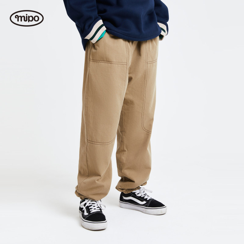 mipo AW23冬装 儿童加绒裤子男童2023新款加厚女童休闲长裤保暖
