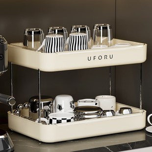 杯子收纳置物架桌面放水杯玻璃杯茶杯家用托盘高颜值沥水双层杯架