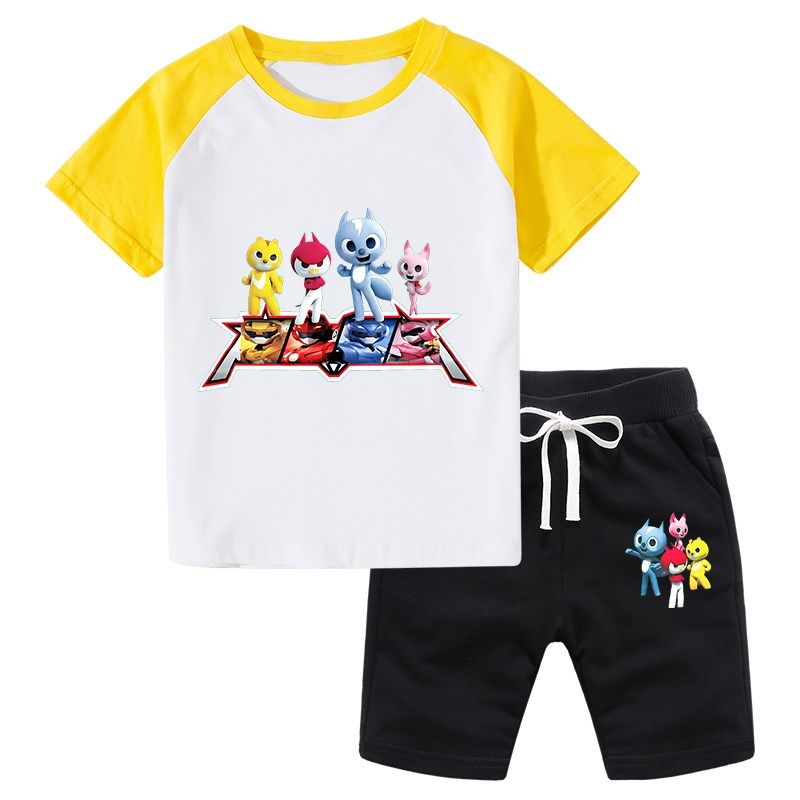 迷你特工队衣服儿童短袖套装夏装男女童纯棉薄款T恤裤子两件套潮,童装/婴儿装/亲子装,套装,淘宝优惠券,粉丝福利购,淘宝优惠卷