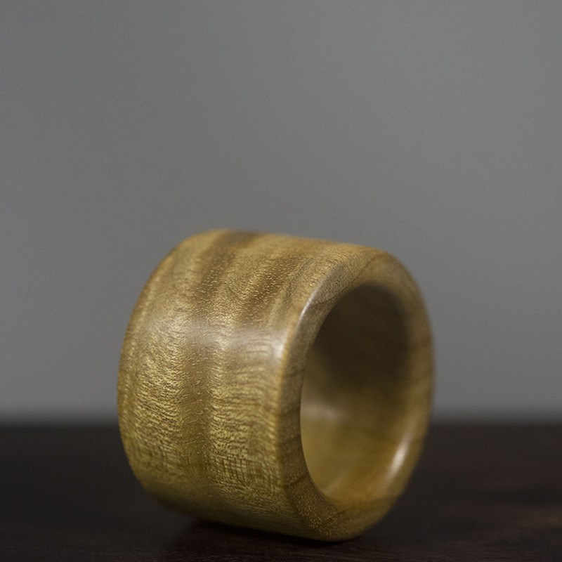 四川金丝楠木扳指枯木老料满水波纹金丝男士随身盘玩把件木戒指环