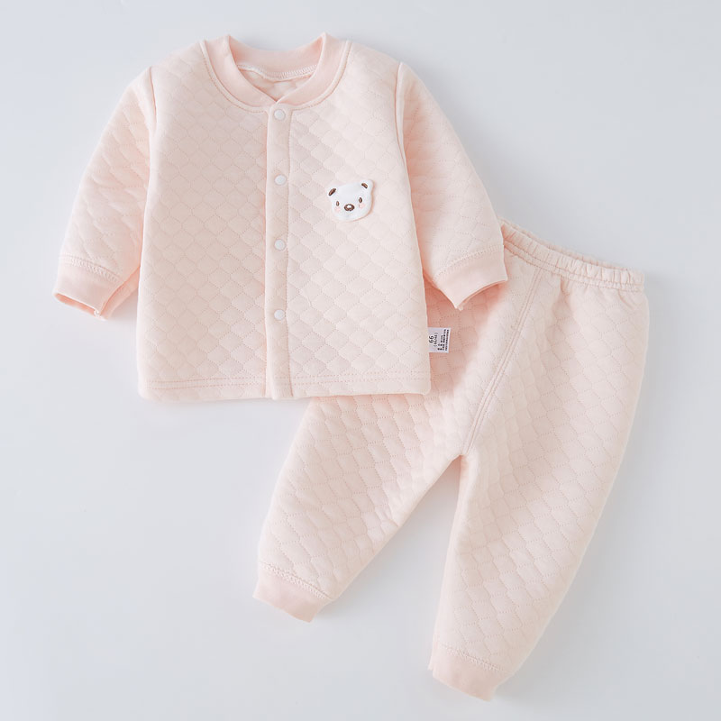 婴儿保暖内衣套装0-1-2-3-4岁男5女宝宝加厚秋冬6纯棉夹棉儿童秋