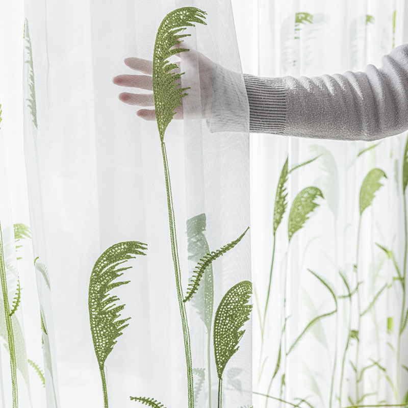 田园风小清新窗纱窗帘客厅卧室透光阳台飘窗门帘隔断森系纱帘成品