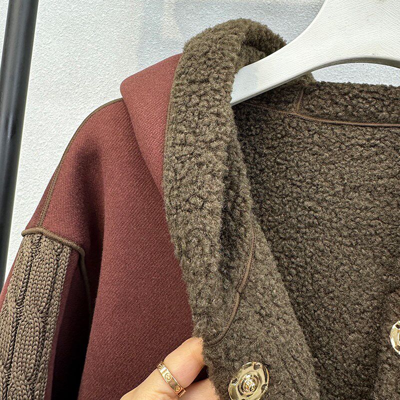 两面穿大码妈妈装保暖颗粒绒大衣加厚羊毛呢外套中老年女冬季棉服