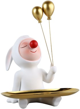 玄关摆件家居饰品乔迁新居礼品客厅桌面兔娃娃装饰品收纳钥匙托盘