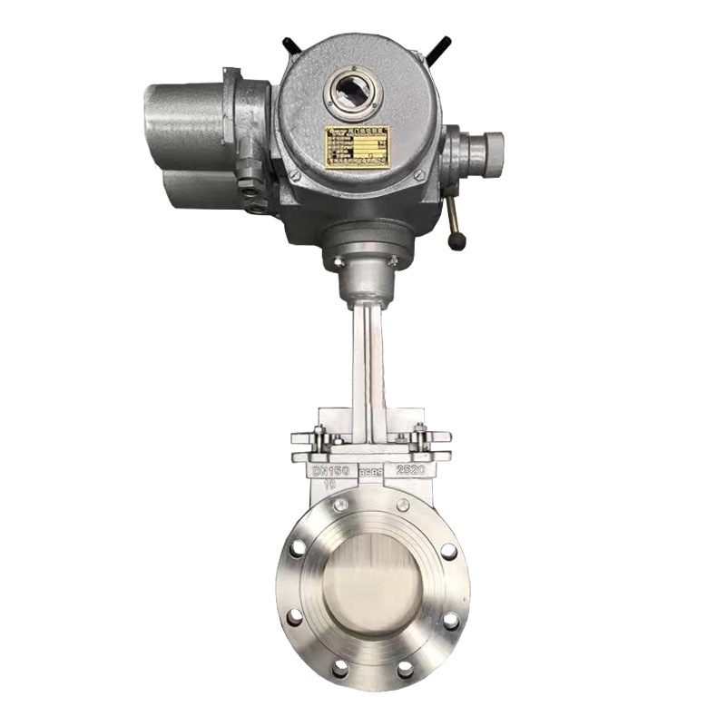 电动刀闸阀 电动不锈钢刀闸阀PZ973F-10P 304不锈钢刀闸阀DN100