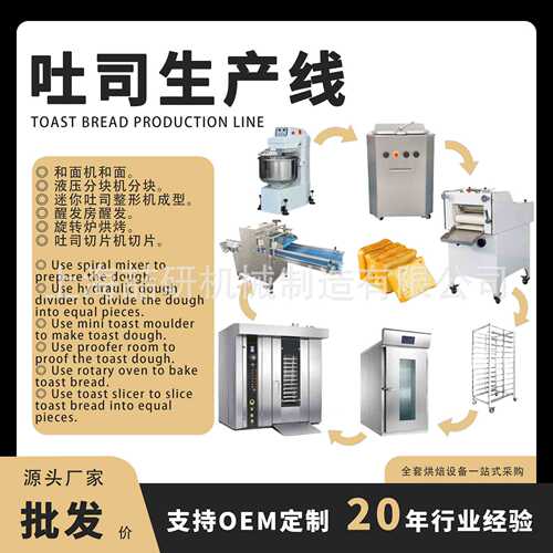 吐司生产线全自动方包流水线商用连续吐司切片机食品吐司加工设备
