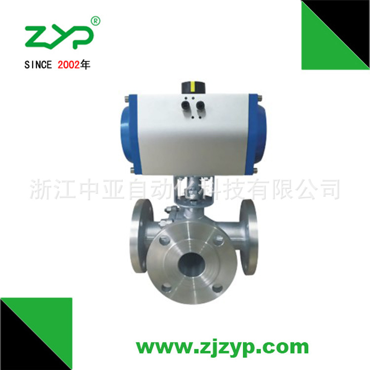 供应气动三通不锈钢法兰球阀Q644F-16P/Q645-16P