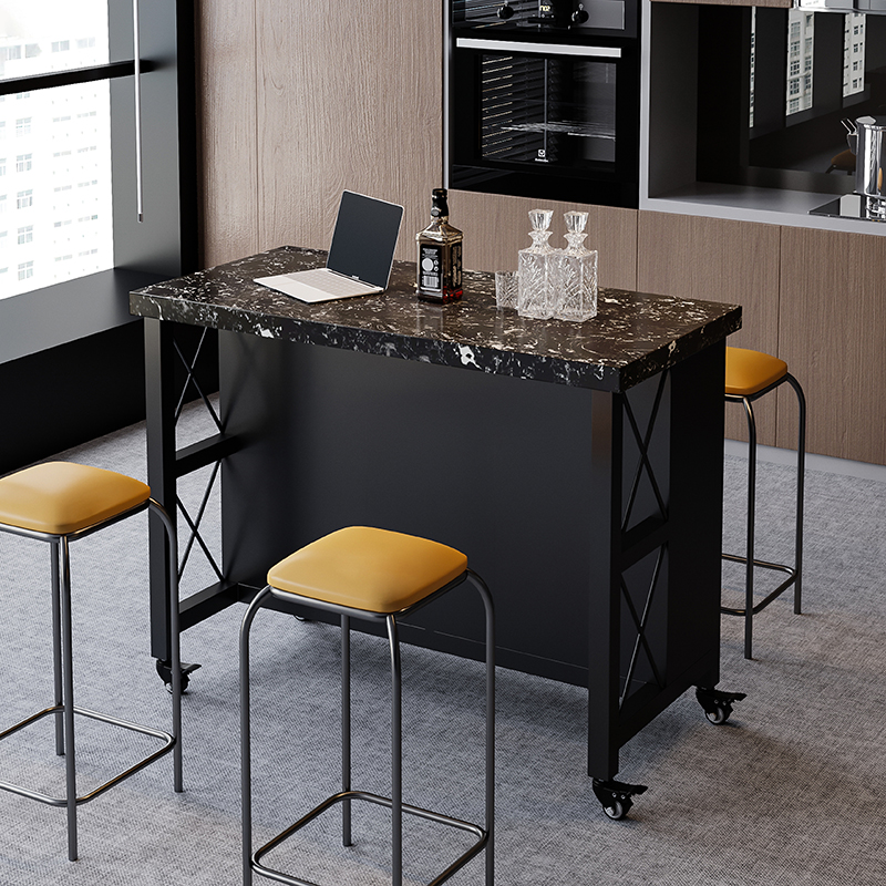 厨房大理石餐边柜可移动中岛台备餐操作柜开放式客厅吧台桌储物柜