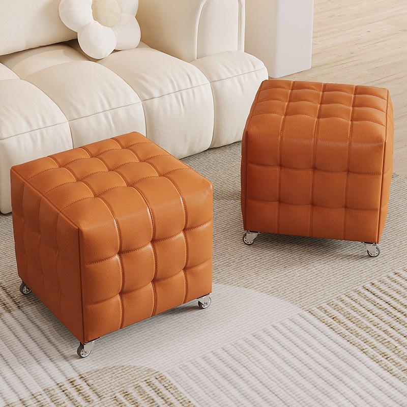 家用沙发凳轻奢高级感方形懒人脚踏矮凳卧室网红梳妆凳客厅魔方凳