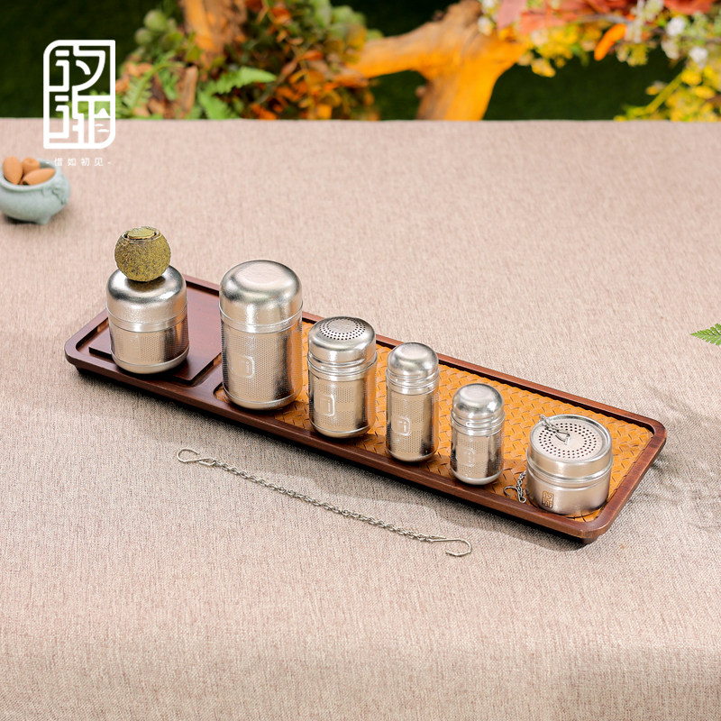 汐渐纯钛茶仓钛茶滤茶漏泡茶神器茶水分离器钛煮茶器卡钛茶滤