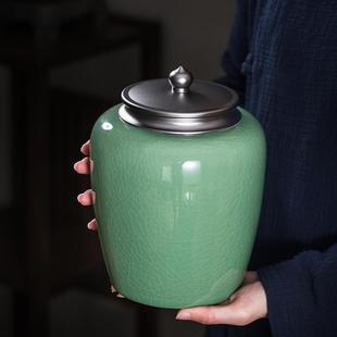 收纳盒 茶叶罐陶瓷家用大号茶叶储存罐高端普洱绿茶密封罐茶叶包装