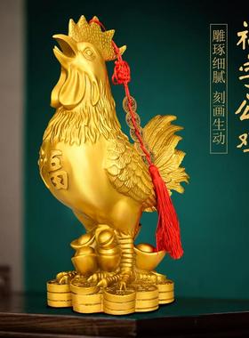 铜鸡摆件纯铜公鸡福鸡生肖鸡大号家居店铺装饰品送礼元宝鸡