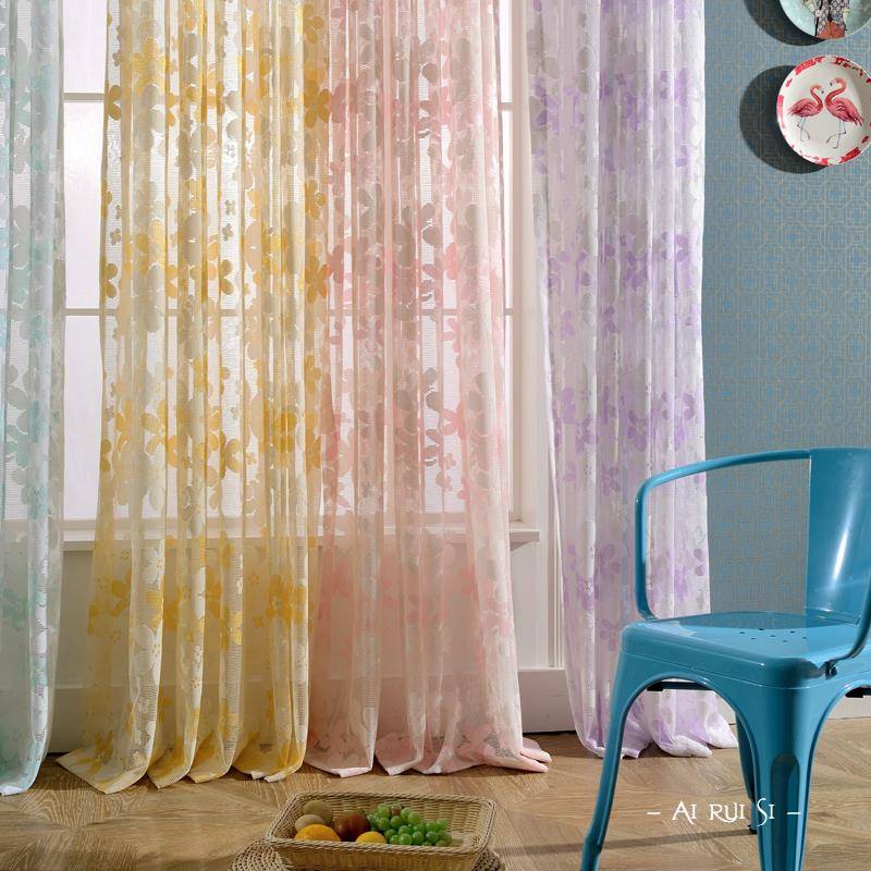 田透园新气镂空断白纱帘高清档窗纱 卧室客厅隔花TUK定制成品窗纱