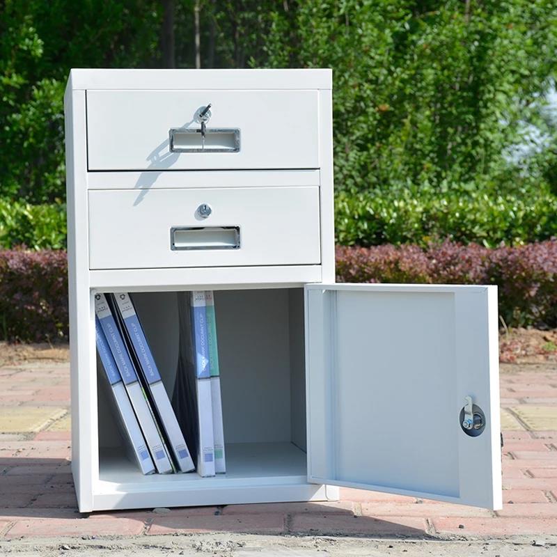 钢制文件柜铁带床锁柜子家用头储物活动柜办公室皮抽屉矮柜小PQL