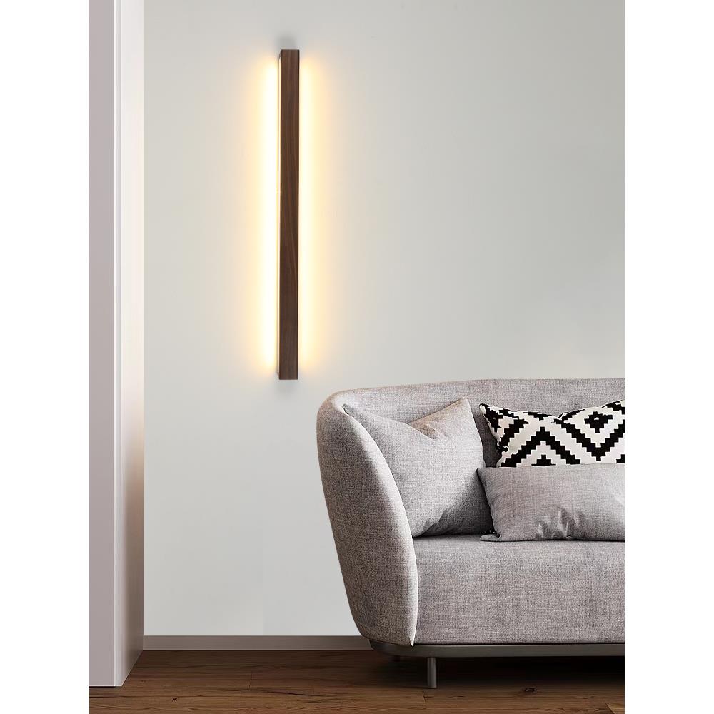 黑胡桃实长条壁灯墙简约厅卧室床头灯016客电视背景墙走木廊过灯