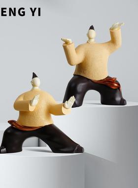 新创中式意抽象人物太1451极师艺术轻奢摆件客宗关厅玄酒柜装饰品