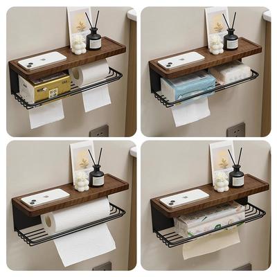 胡室桃木浴卫生间纸盒中古风洗手YN-25021洗漱台免孔打巾实木抽纸