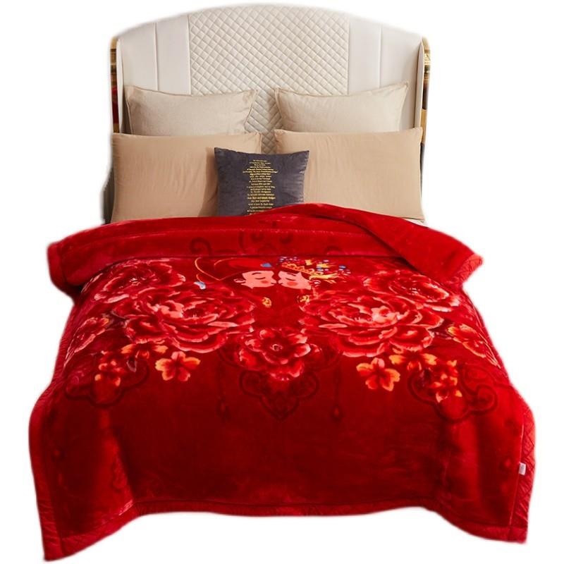 恒源祥集LEU团彩羊毛毯层婚庆送人礼盒双盖毯子12斤加厚被保暖双