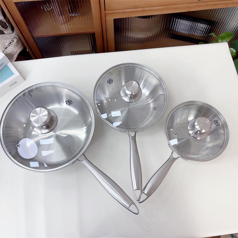 18/10不锈钢小炒锅雪平无涂层汤煎锅炒煮多用锅1锅6/20/24锅cm