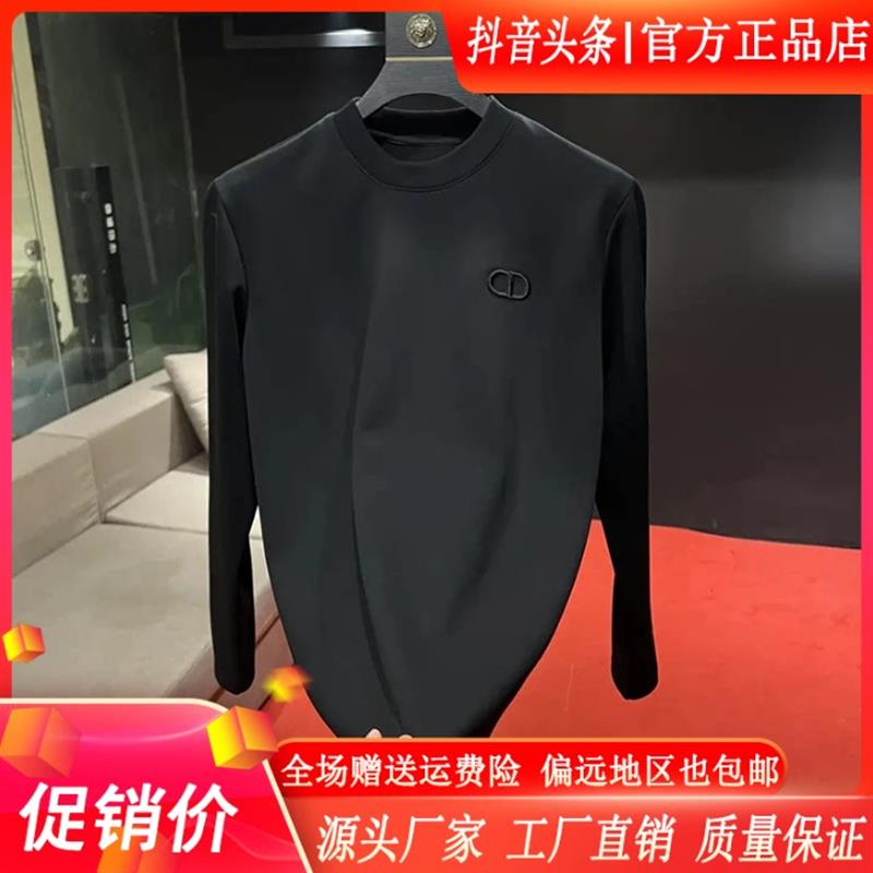 凯登鹿轻奢双十一简约男潮流时尚刺绣字N母冬季新款加绒长袖打底