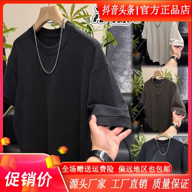 师凯服饰Amphelisia百搭净版加厚短袖T恤衣服高弹舒适男打底半袖