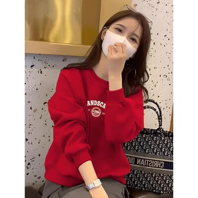 山东即墨纯棉卫衣女秋冬季加绒加厚时尚洋气宽松打底衫小个子上衣