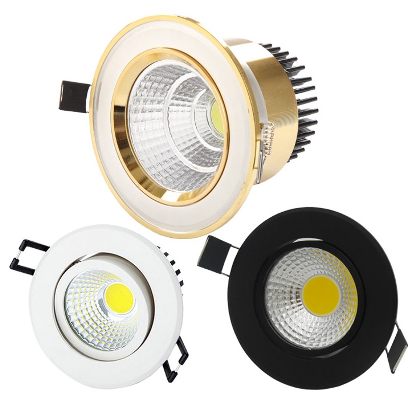 COB三色变光射灯客厅孔灯嵌入式筒灯变色背景墙灯金色黑色白色7.5