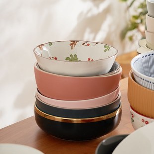 肆月 日式排骨汤碗高级感家用陶瓷大碗加深装汤吃面碗单个8寸大号