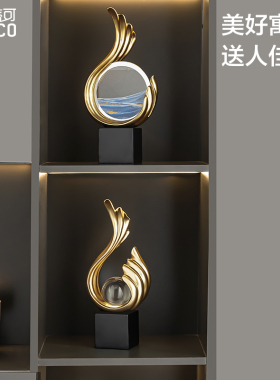 流沙画摆件家居客厅酒柜装饰品玄关电视柜办公室轻奢风生水起礼品