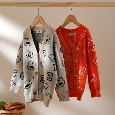 儿童薄款毛衣开衫春秋2024新款大男童不起球针织外套V领洋气秋装