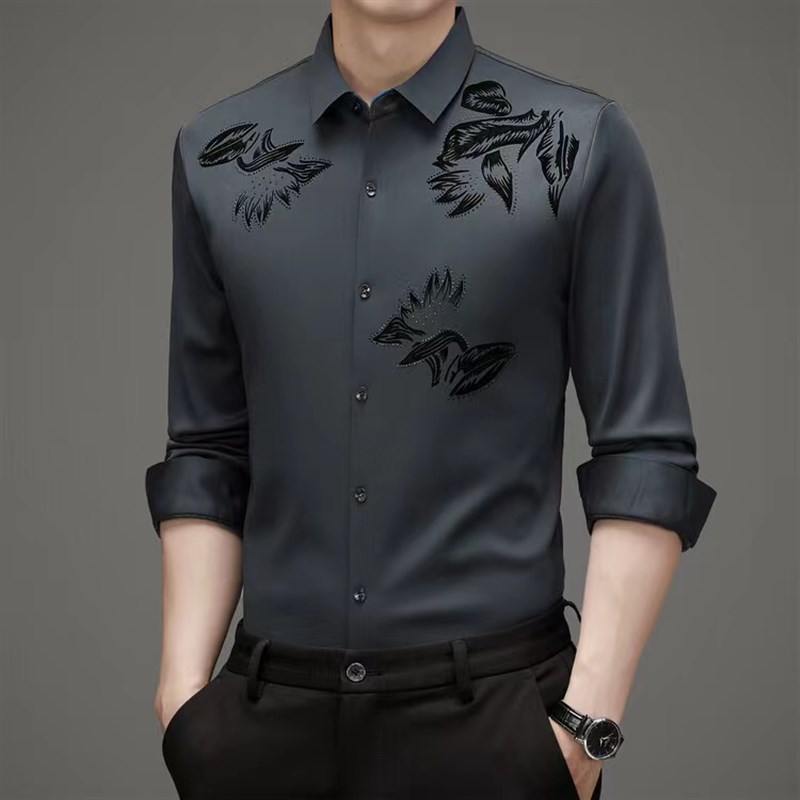 加绒加厚男士酒红色衬衫长袖婚礼服爸爸新郎结婚衬衣喜公公婚宴装