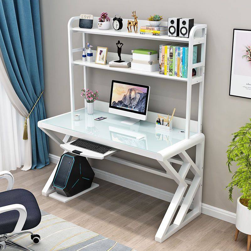 书桌书架组合一体钢化玻璃桌子家用简易卧室学生简约电脑台式桌,住宅家具,电脑桌,淘宝优惠券,粉丝福利购,淘宝优惠卷