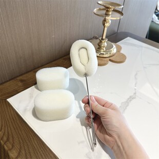 不锈钢长柄清洁杯刷可替换海绵清洗刷头奶瓶保温杯无死角清洗神器