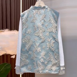 新中式国风马甲打底衫休闲显瘦上衣胖mm2025早春新款宽松大码女装