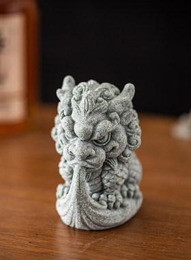 国潮青砂石吸水麒麟瑞兽招财摆件创意家居客厅鱼缸造景茶宠摆设