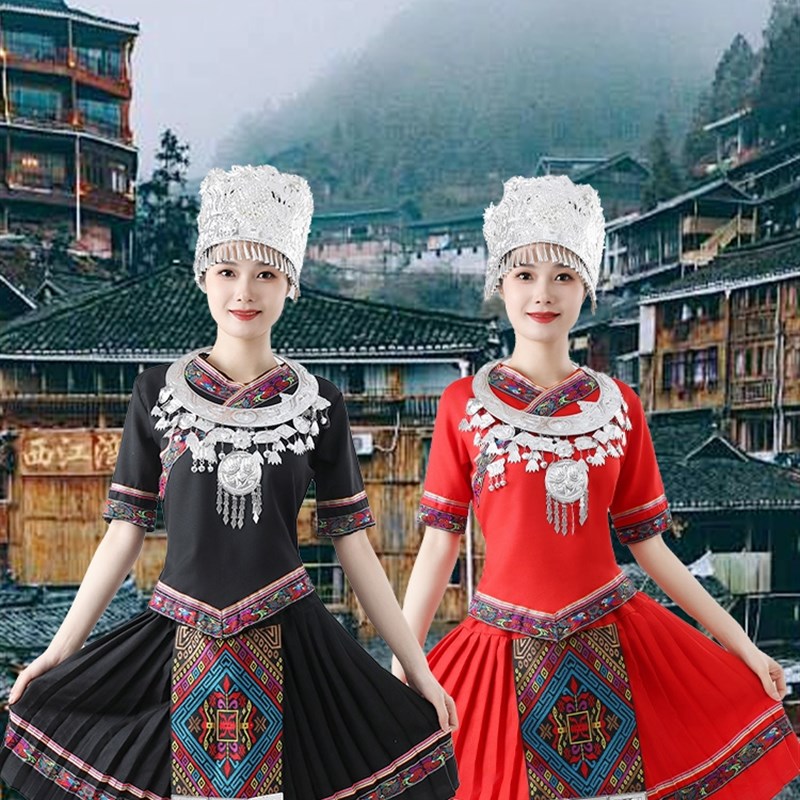 新款土家族彝族广场舞服装苗族少数民族舞蹈壮族瑶族演出服秋冬款