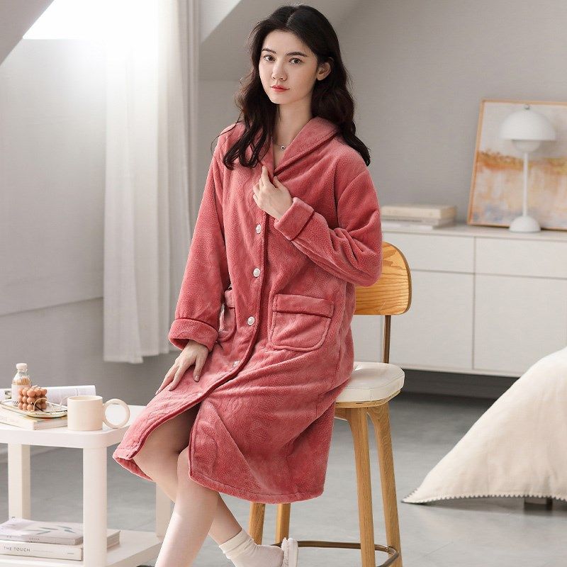 睡袍女冬季加绒加厚发热法兰绒大码2023年新款中长款睡裙冬天浴袍,女士内衣/男士内衣/家居服,睡袍/浴袍,淘宝优惠券,粉丝福利购,淘宝优惠卷