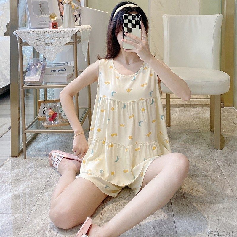 睡衣女夏季纯棉薄款绵绸短袖短裤两件套装无袖背心可爱家居服夏天,女士内衣/男士内衣/家居服,睡衣/家居服套装,淘宝优惠券,粉丝福利购,淘宝优惠卷