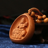 桃木钥匙扣普贤菩萨本命佛十二生肖属龙蛇守护神吊坠守护平安挂件