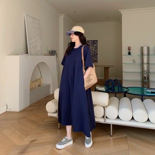 胖女生连衣裙超宽松遮肚子显瘦a字裙纯棉2025夏季大码长裙子夏装